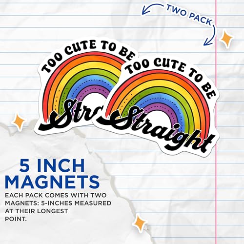 (2 Pack) LGBTQ Pride Magnets - Rainbow Decor for Fridge - Cute LGBTQ Pride Accessory - 5" On Longest Side - for Cars, Fridges, Toolboxes - Made in USA - MAG8259