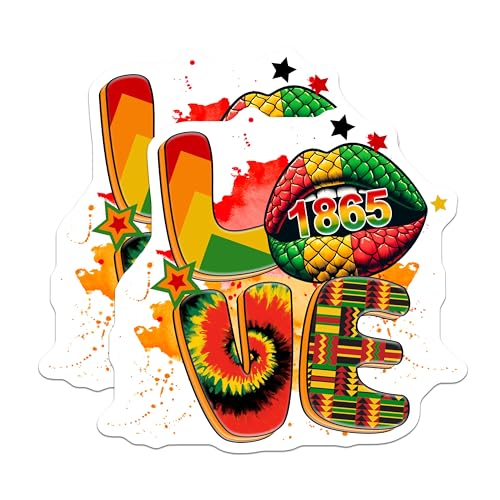 (2 Pack) Love 1865 Magnets - Colorful Graphic Design - Vibrant Patterns - 5" On Longest Side - for Cars, Fridges, Toolboxes - Made in USA - MAG7859