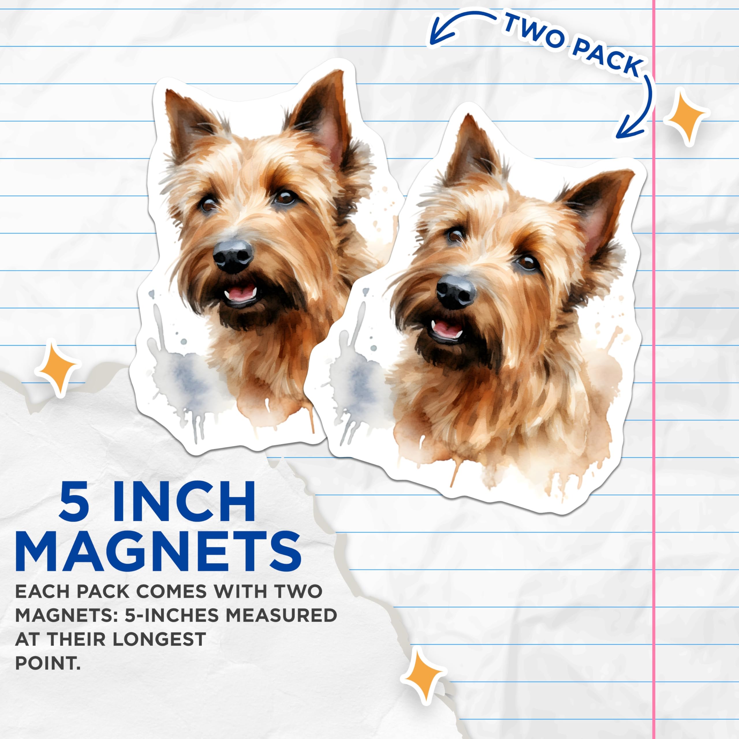 (2 Pack) Watercolor Terrier Dog Magnets - Scruffy Dog Art Fridge Decor - Dog Mom Pet Lover Kitchen Magnets - 5 Inches On Longest Side - Thick Durable Magnet - Made in USA - MAG28340