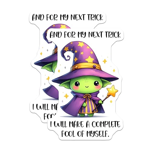 (2 Pack) and for My Next Trick Stickers - Cute Wizard Design - Funny Quote Stickers - 5" On Longest Side - Sticks to Smooth Flat Surfaces - Made in USA - BMCS9677
