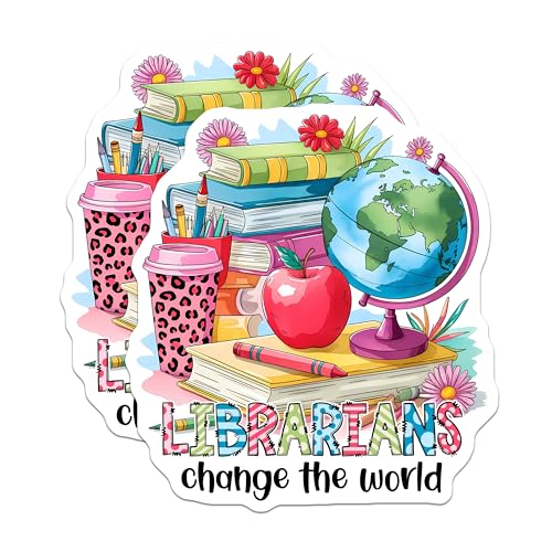 (2 Pack) Librarians Change The World Magnets - Teacher Appreciation - Classroom DÃƒÂ©cor - School Library Bookmarks - 5" On Longest Side - for Cars, Fridges, Toolboxes - Made in USA - MAG3725