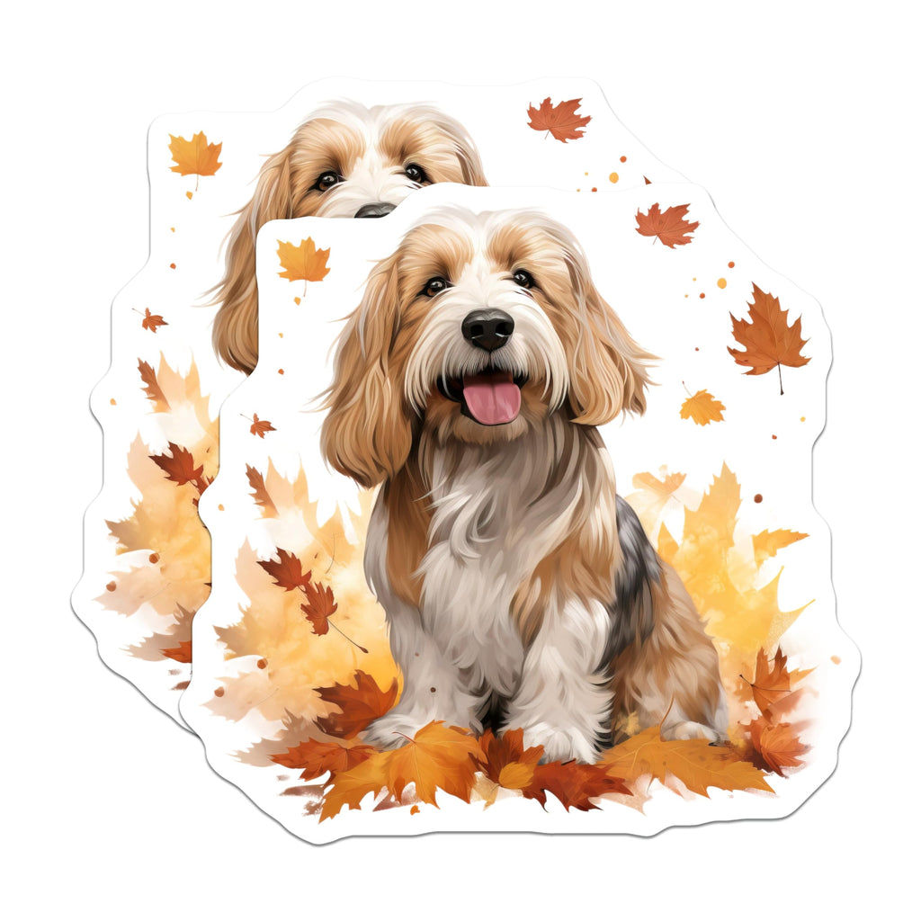 (2 Pack) Autumn Dog Fall Decor Magnets - Cozy Pet Lover Kitchen - Happy Foliage Refrigerator Art - 5 Inches On Longest Side - Thick Durable Magnet - Made in USA - MAG28507