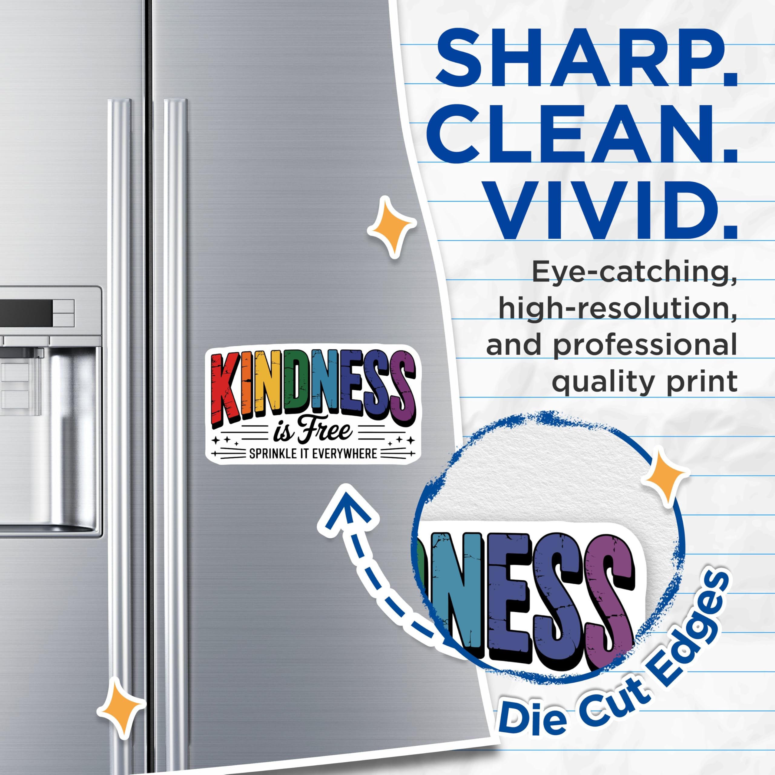 (2 Pack) Kindness is Free Magnets - Sprinkle Everywhere Rainbow Decor - Inspirational Positive Quote Art for Home Kitchen - 5 Inches On Longest Side - Thick Durable Magnet - Made in USA - MAG21581