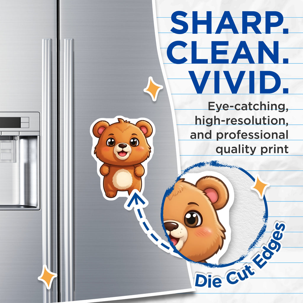 (2 Pack) Cute Bear Magnets - Adorable Kawaii Animal Decor - Nursery Refrigerator Accent - Child Room Display - 5 Inches On Longest Side - Thick Durable Magnet - Made in USA - MAG36539