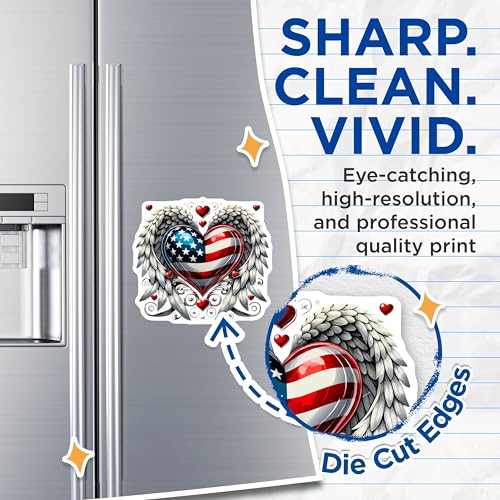 (2 Pack) Patriotic Heart Magnet - American Love Decor - 5" On Longest Side - Sticks to Smooth Flat Surfaces - Made in USA - MAG9961