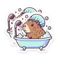 (2 Pack) Capybara Bathtub Magnets - Cute Animal Shower Cap - Kawaii Aesthetic Fridge - Relaxing Critter Decor - 5 Inches On Longest Side - Thick Durable Magnet - Made in USA - MAG38365