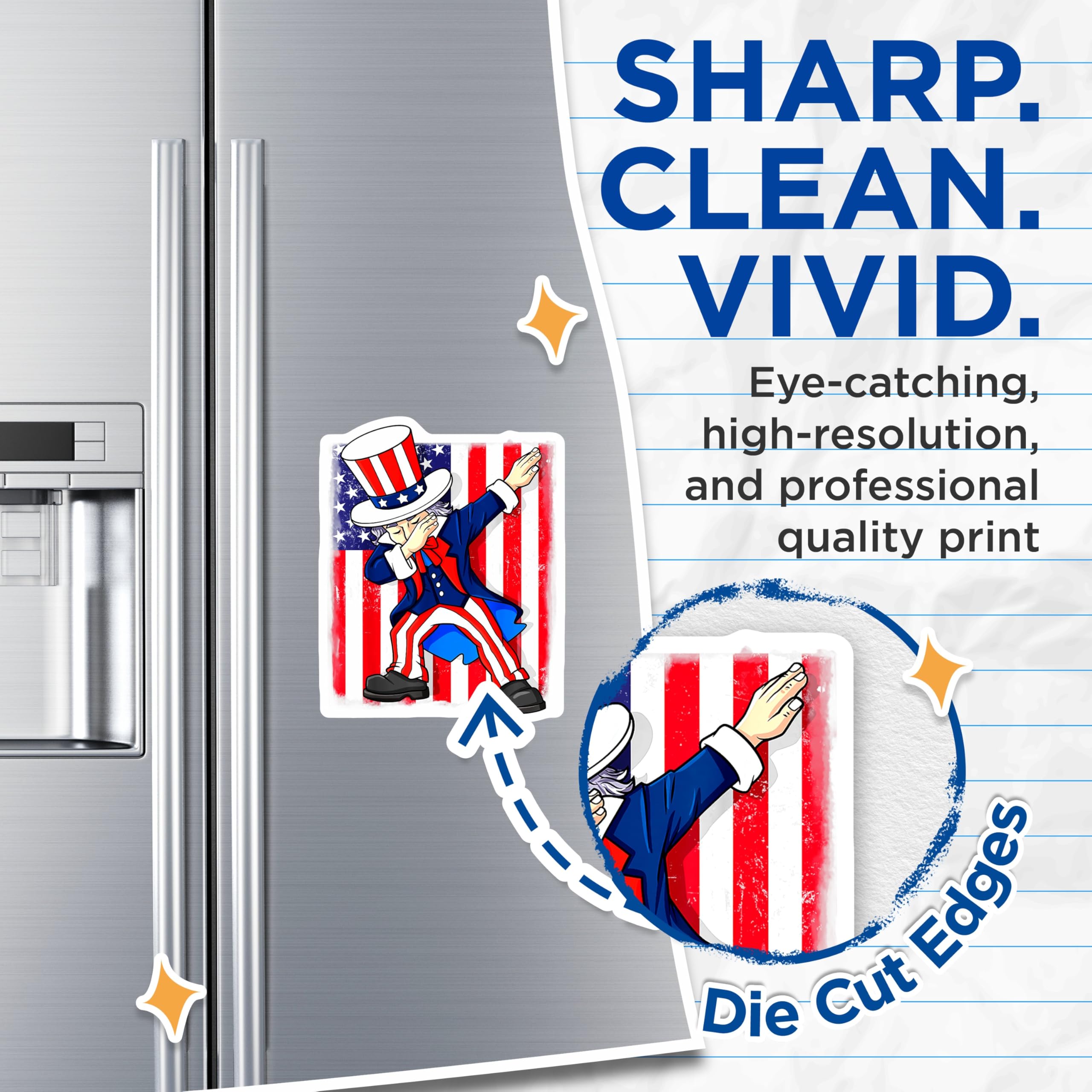 (2 Pack) Uncle Sam Dab Magnets - Patriotic American Humor - USA Refrigerator Decor - Fourth of July Fun - 5 Inches On Longest Side - Thick Durable Magnet - Made in USA - MAG30432