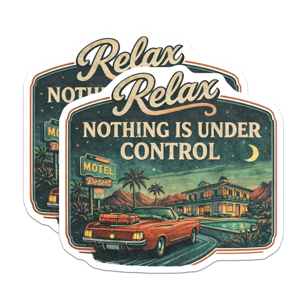 (2 Pack) Nothing is Under Control Magnets - Retro Desert Motel Art - Vintage Car Road Trip Refrigerator - 5 Inches On Longest Side - Thick Durable Magnet - Made in USA - MAG39614