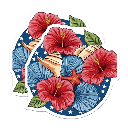 (2 Pack) Beach Shells and Flowers Magnets Magnets - 5" On Longest Side - Made in USA - Sticks to Refrigerators & Metal Surfaces - MAG8998
