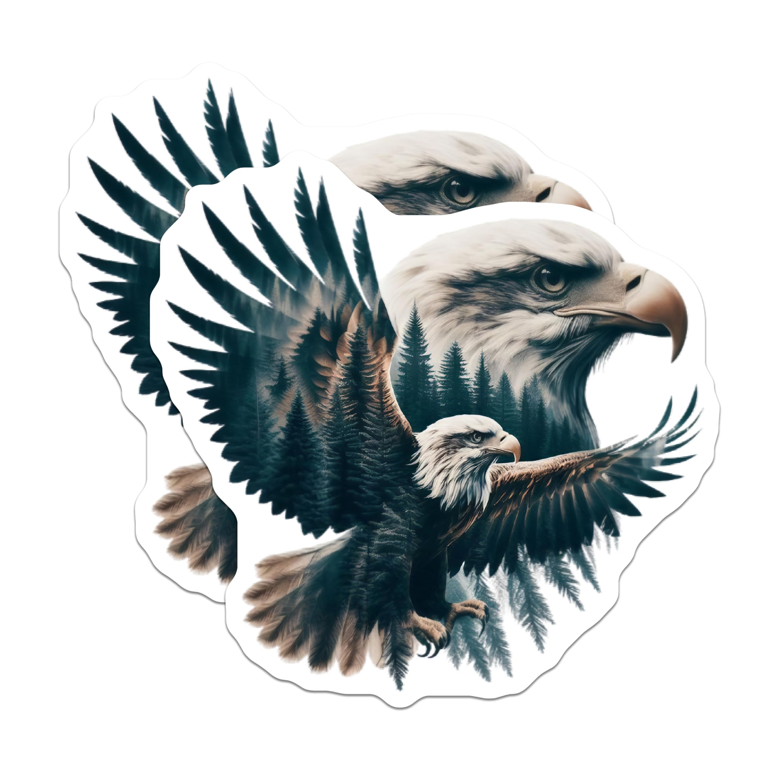 (2 Pack) Eagle Magnets - American Bald Eagle - Patriotic Fridge Decor - 5" On Longest Side - Premium Magnet - for Cars, Refrigerators, Toolboxes, Lockers - Made in USA - MAG14327