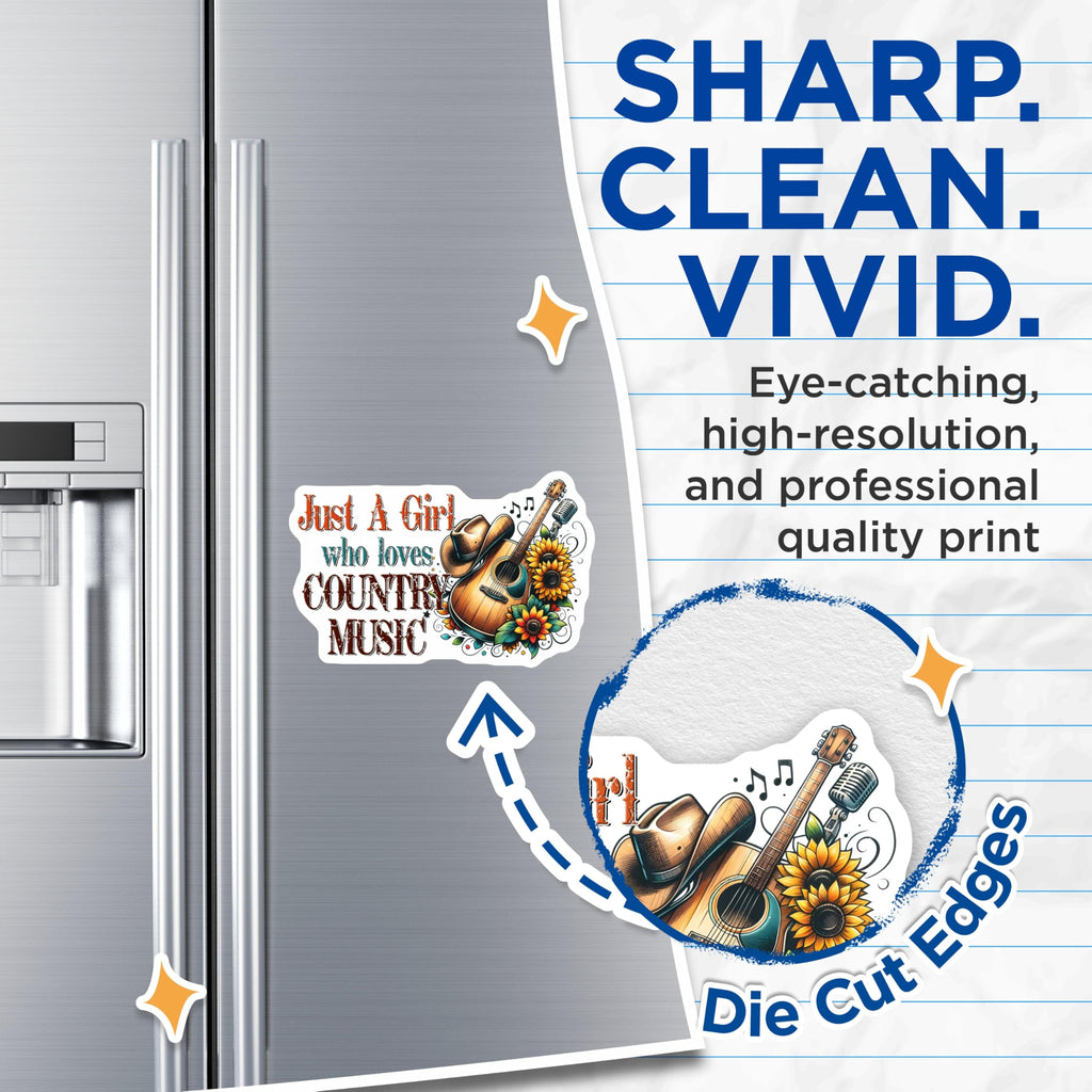 (2 Pack) Country Music Magnets - Just A Girl - Guitar Cowboy Hat Refrigerator Magnets - 5" On Longest Side - Premium Magnet - for Cars, Refrigerators, Toolboxes, Lockers - Made in USA - MAG14022