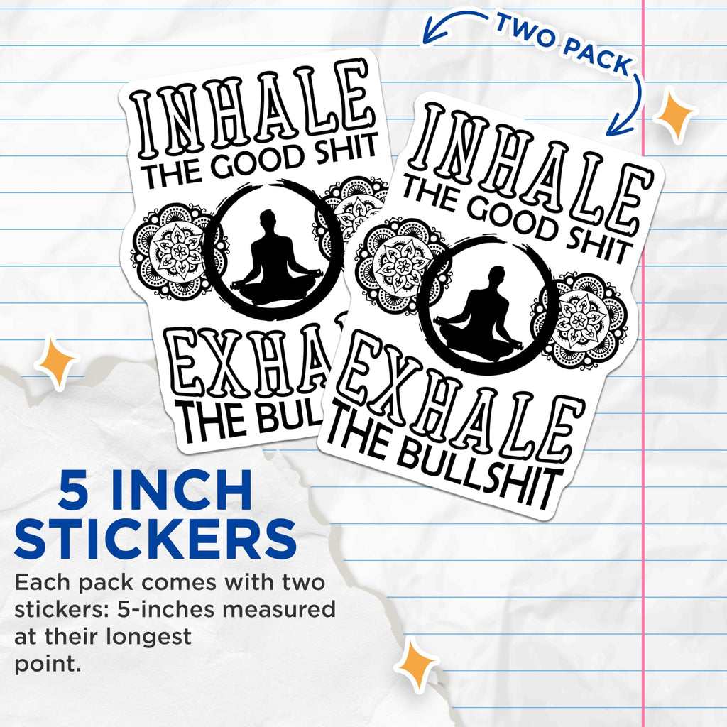 (2 Pack) Meditation Quote Stickers - 5" On Longest Side - Sticks to Smooth Flat Surfaces - Made in USA - BMCS8914 - BMCS8914