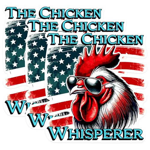 (3 Pack) Chicken Whisperer Decals - Rooster Lover - Funny Farm Animal Decal - 3 Inches On Longest Side - Easy Peel & Apply - Made in USA - 3MCS0967