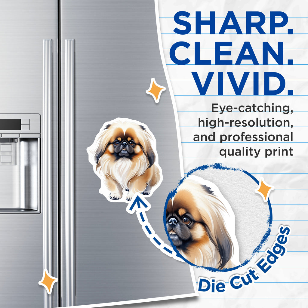 (2 Pack) Pekingese Dog Magnets - Fluffy Puppy Pet Lover - Cute Animal Art for Fridge - 5 Inches On Longest Side - Thick Durable Magnet - Made in USA - MAG37311