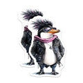 (2 Pack) Punk Penguin Stickers - Cool Animal Stickers - Trendy Rocker Stickers - 5" On Longest Side - Sticks to Smooth Flat Surfaces - Made in USA - BMCS9493