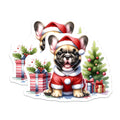 (2 Pack) French Bulldog Christmas Magnets - Santa Puppy Holiday Decor - Cute Frenchie Dog Lover Stocking Stuffer - 5 Inches On Longest Side - Thick Durable Magnet - Made in USA - MAG26864