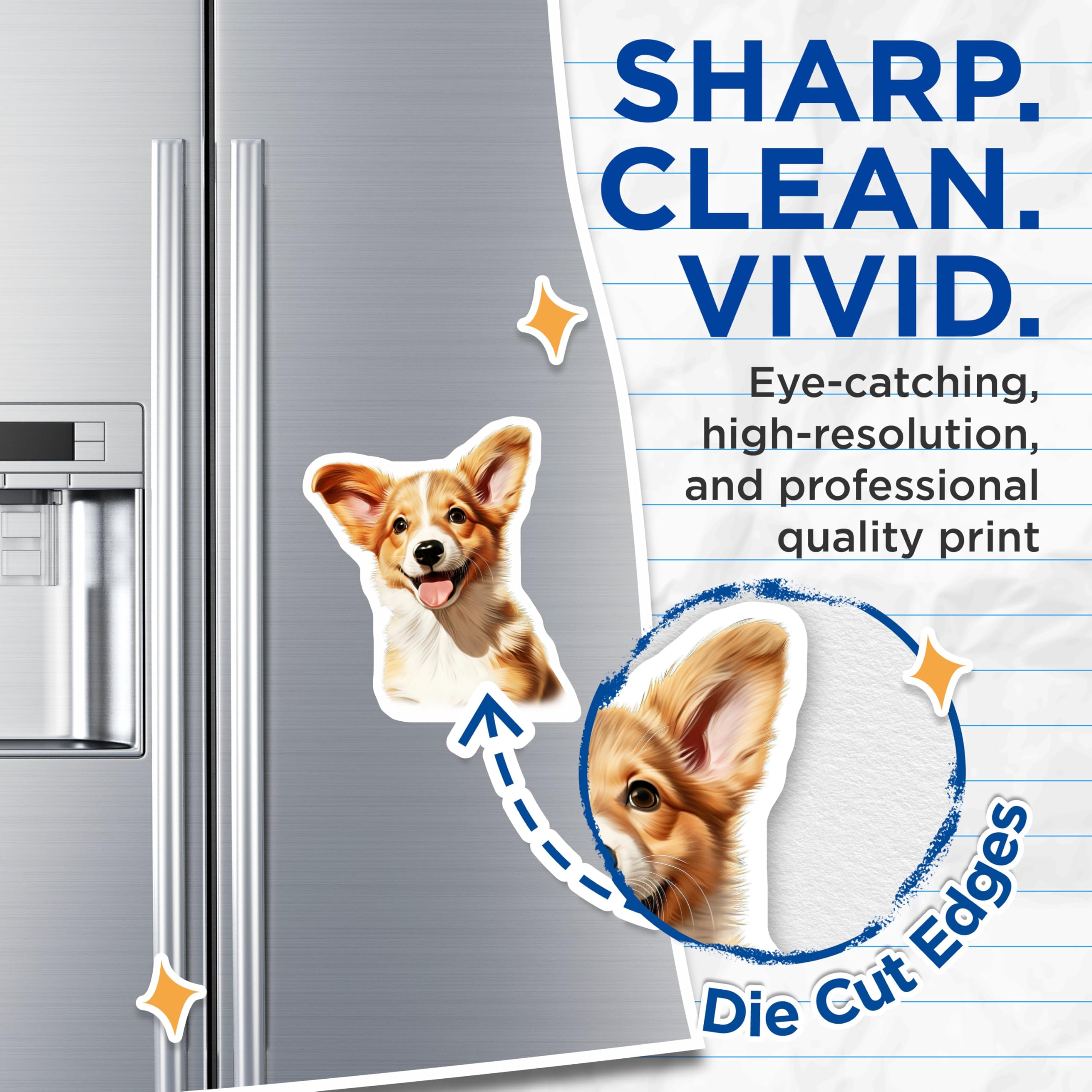 (2 Pack) Happy Corgi Dog Magnets - Cute Puppy Pet Decor - Dog Owner Appreciation - Animal Lover Refrigerator Magnets - 5 Inches On Longest Side - Thick Durable Magnet - Made in USA - MAG26449