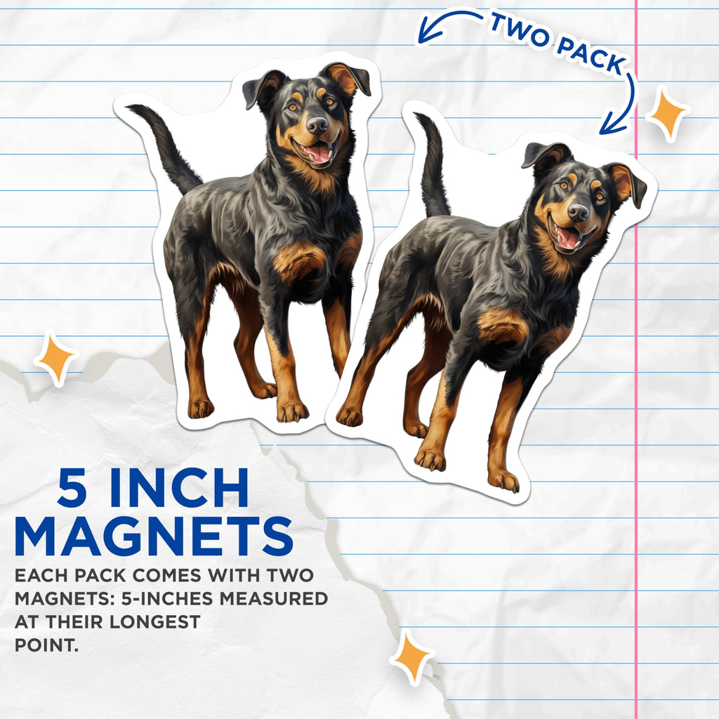(2 Pack) Rottweiler Dog Magnets - Happy Pet Lover Decor - Animal Art Fridge Magnets - 5 Inches On Longest Side - Thick Durable Magnet - Made in USA - MAG30543