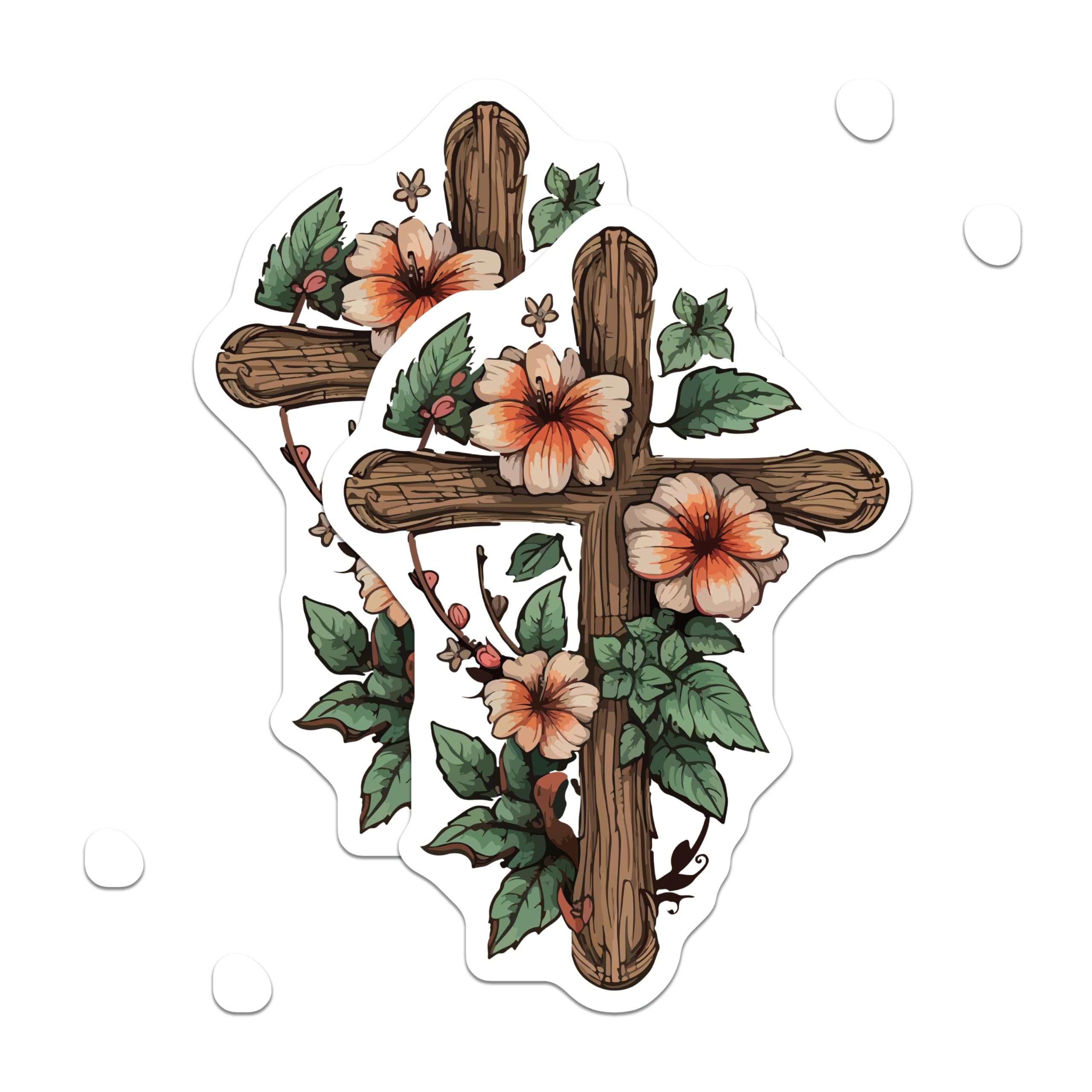 (2 Pack) Christian Cross Magnets - Rustic Floral Design - Spiritual Faith Devotion - Religious Home Accent - 5 Inches On Longest Side - Thick Durable Magnet - Made in USA - MAG24511