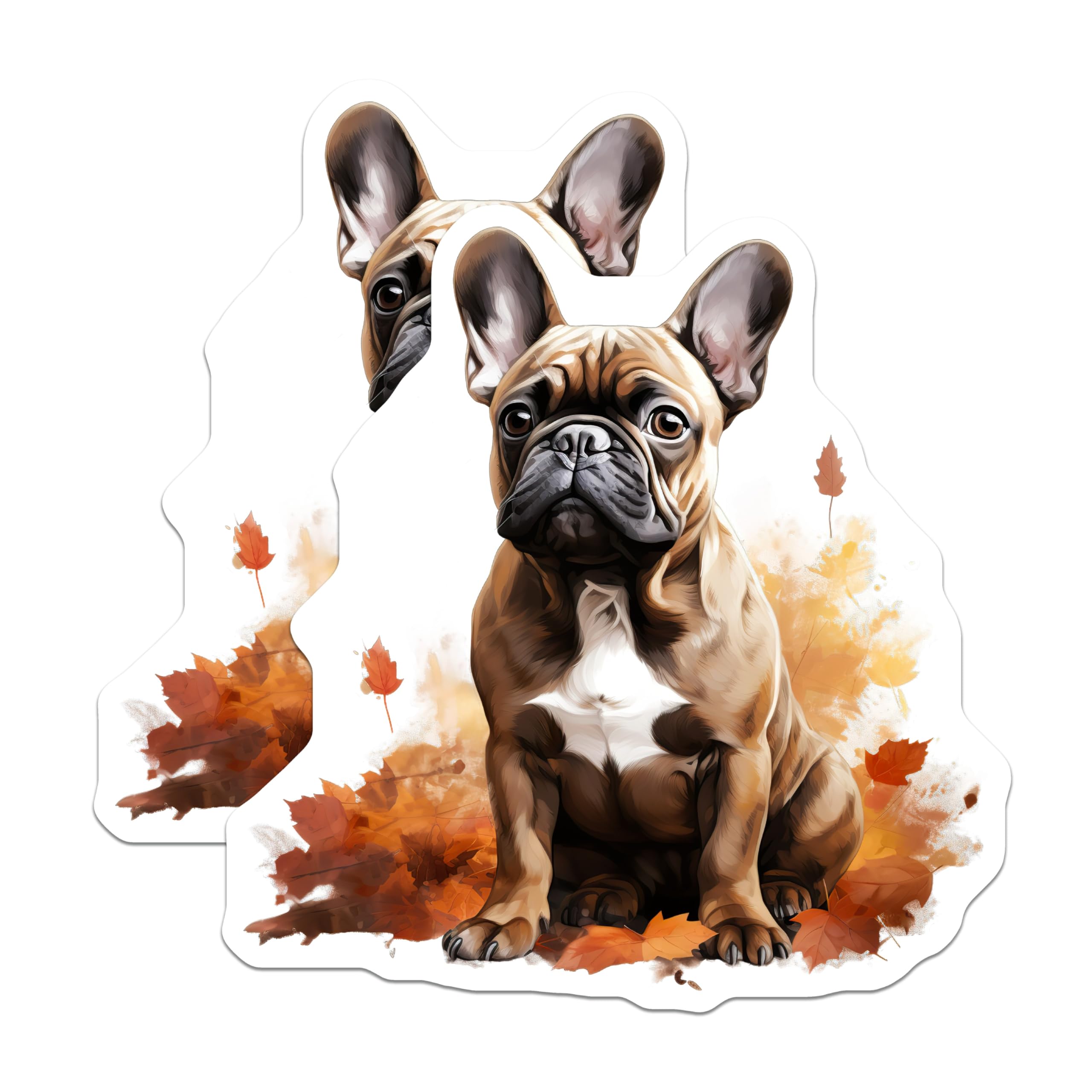 (2 Pack) Adorable French Bulldog Magnets - Autumn Dog Lover Decor - Pet Parent Refrigerator Accessory - 5 Inches On Longest Side - Thick Durable Magnet - Made in USA - MAG26090