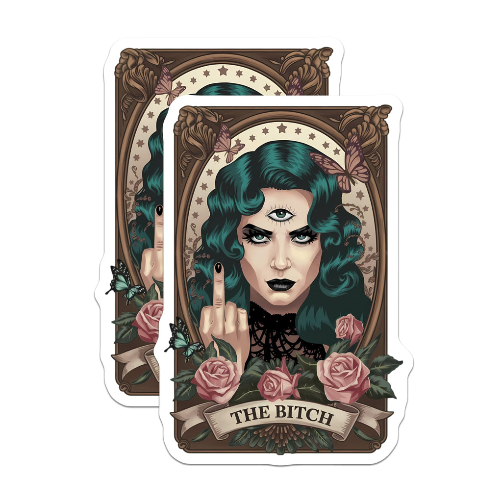 (2 Pack) The Bitch Magnets - Third Eye Woman Art - Middle Finger Attitude Decor - Gothic Aesthetic Refrigerator Accessory - 5 Inches On Longest Side - Thick Durable Magnet - Made in USA - MAG20552
