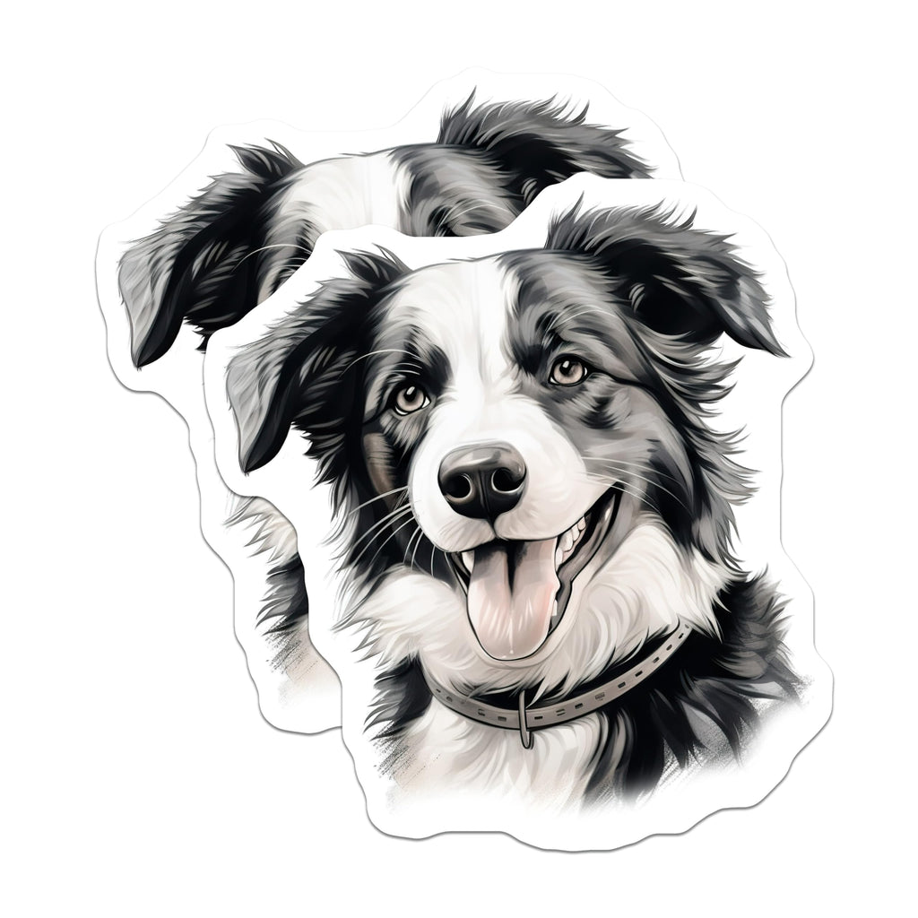(2 Pack) Border Collie Dog Magnets - Happy Pet Portrait Artwork - Dog Mom Dad Fridge Locker Decor - 5 Inches On Longest Side - Thick Durable Magnet - Made in USA - MAG30218