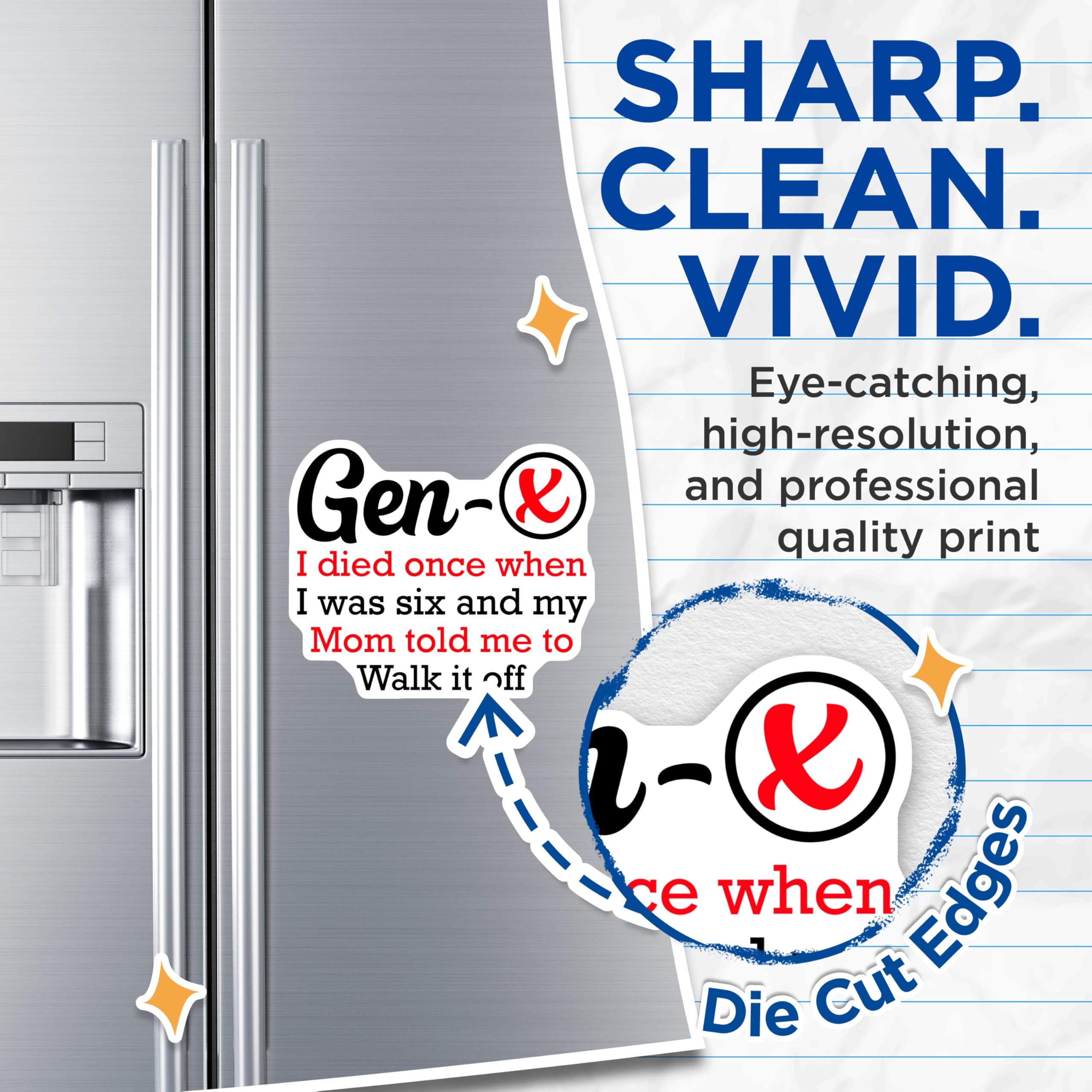 (2 Pack) Gen X Magnets - Funny Childhood Memories - Mom Told Me to Walk It Off - Sarcastic Humor Generation X - 5 Inches On Longest Side - Thick Durable Magnet - Made in USA - MAG21643