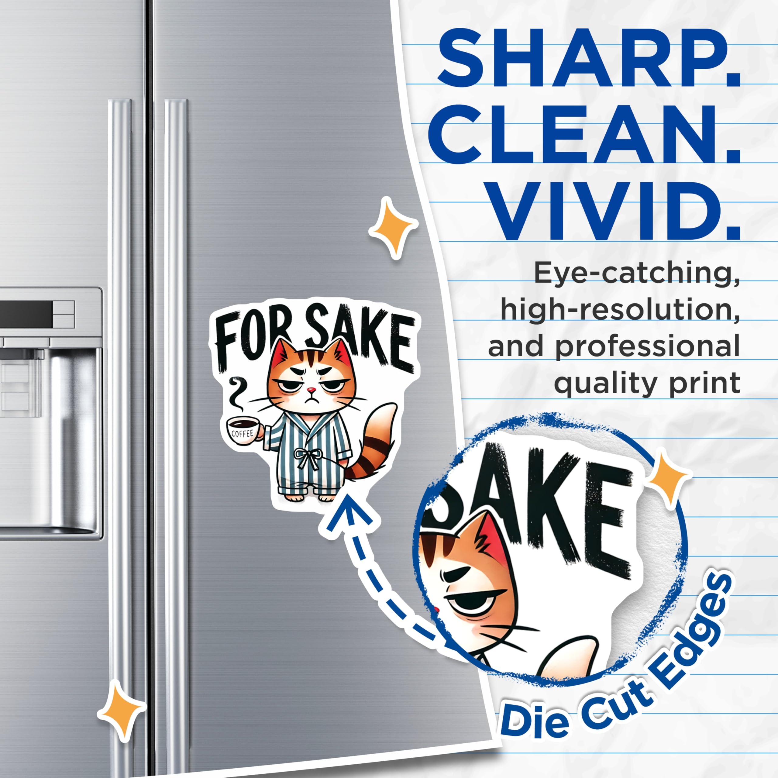 (2 Pack) Grumpy Cat Magnets - for Sake Funny - Coffee Lover Refrigerator Magnets - 5" On Longest Side - Premium Magnet - for Cars, Refrigerators, Toolboxes, Lockers - Made in USA - MAG15154