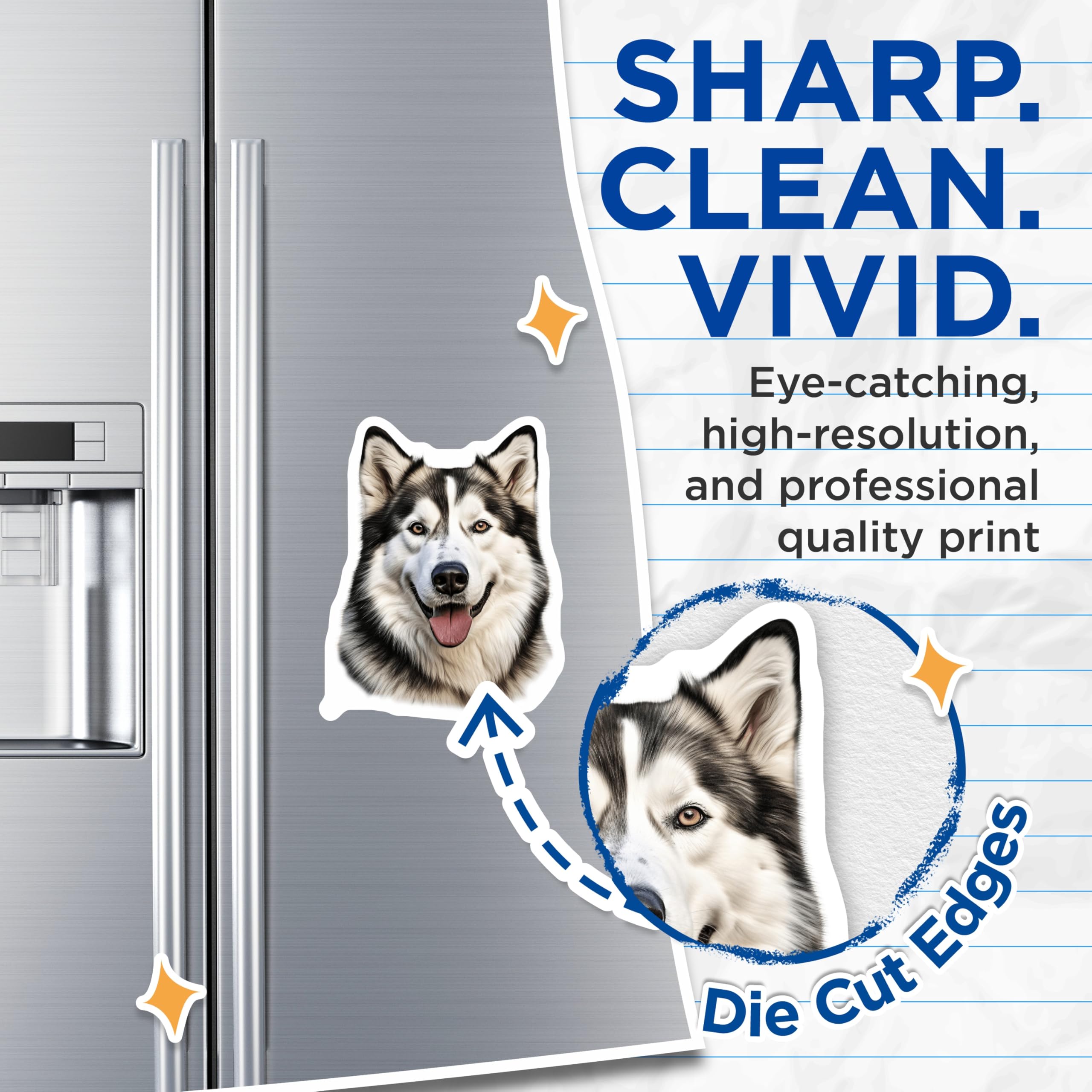 (2 Pack) Siberian Husky Dog Magnets - Alaskan Malamute Decor - Happy Pet Parent Kitchen - 5 Inches On Longest Side - Thick Durable Magnet - Made in USA - MAG28130