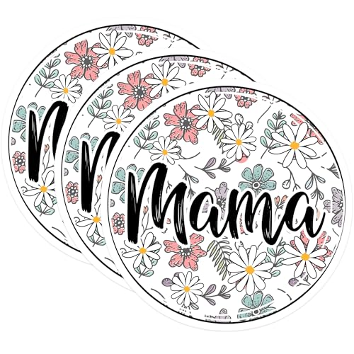 (3 Pack) Mama Floral Decals - Mother's Day Gifts - Flower Laptop Decals - 3 Inches On Longest Side - Easy Peel & Apply - Made in USA - 3MCS4942