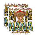 (2 Pack) Highland Cow Mom Nana Magnets - Western Country Mama Grandma - Mothers Day Birthday - 5 Inches On Longest Side - Thick Durable Magnet - Made in USA - MAG30089