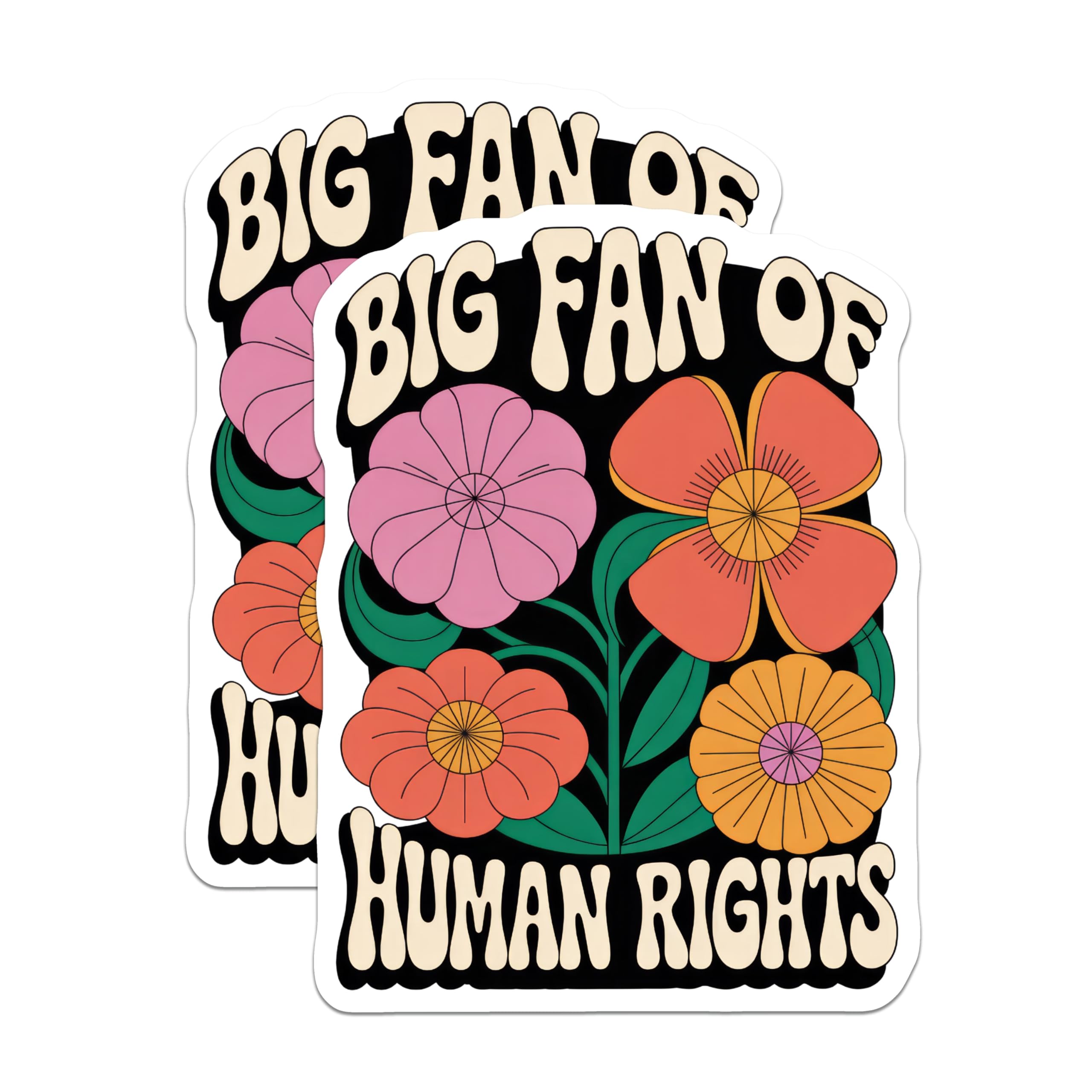 (2 Pack) Human Rights Magnets - Floral Magnets - Equality Magnet Set - 5" On Longest Side - Premium Magnet - for Cars, Refrigerators, Toolboxes, Lockers - Made in USA - MAG14075
