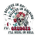 (2 Pack) I Believe in Holding Grudges Stickers - Dark Humor Skull Stickers - Floral Skull Quote Stickers - 5" On Longest Side - Sticks to Smooth Flat Surfaces - Made in USA - BMCS5099