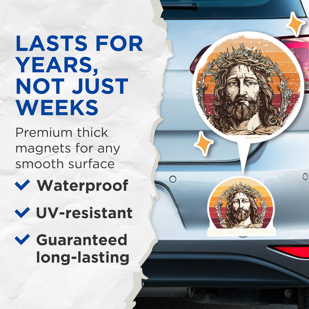 (2 Pack) Jesus Magnets - Christian Faith Decor - Inspirational Crown of Thorns Fridge Magnets - 5 Inches On Longest Side - Thick Durable Magnet - Made in USA - MAG26299