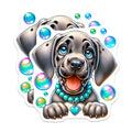 (2 Pack) Cute Puppy Stickers - Cartoon Dog Art - Fun Bubble Designs - 5" On Longest Side - Sticks to Smooth Flat Surfaces - Made in USA - BMCS9625