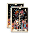 (2 Pack) Skull Mama Stickers - Skeleton Stickers for Moms - Floral Skeleton Decal - Unique Gothic Stickers - 5" On Longest Side - Sticks to Smooth Flat Surfaces - Made in USA - BMCS5451