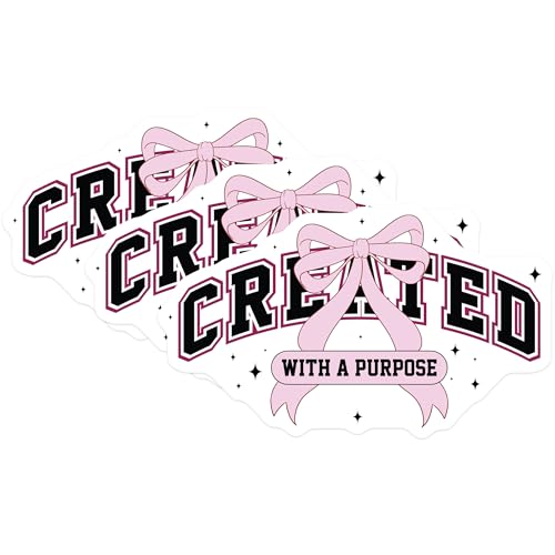 (3 Pack) Created with Purpose Decals - Laptop Decal - Inspirational Decals- 3 Inches On Longest Side - Easy Peel & Apply - Made in USA - 3MCS5229