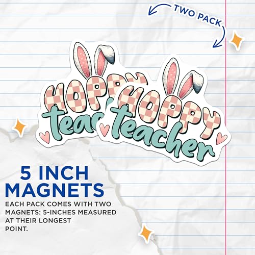 (2 Pack) Hoppy Teacher Magnets - 5" On Longest Side - for Cars, Fridges, Toolboxes - Made in USA - MAG8148