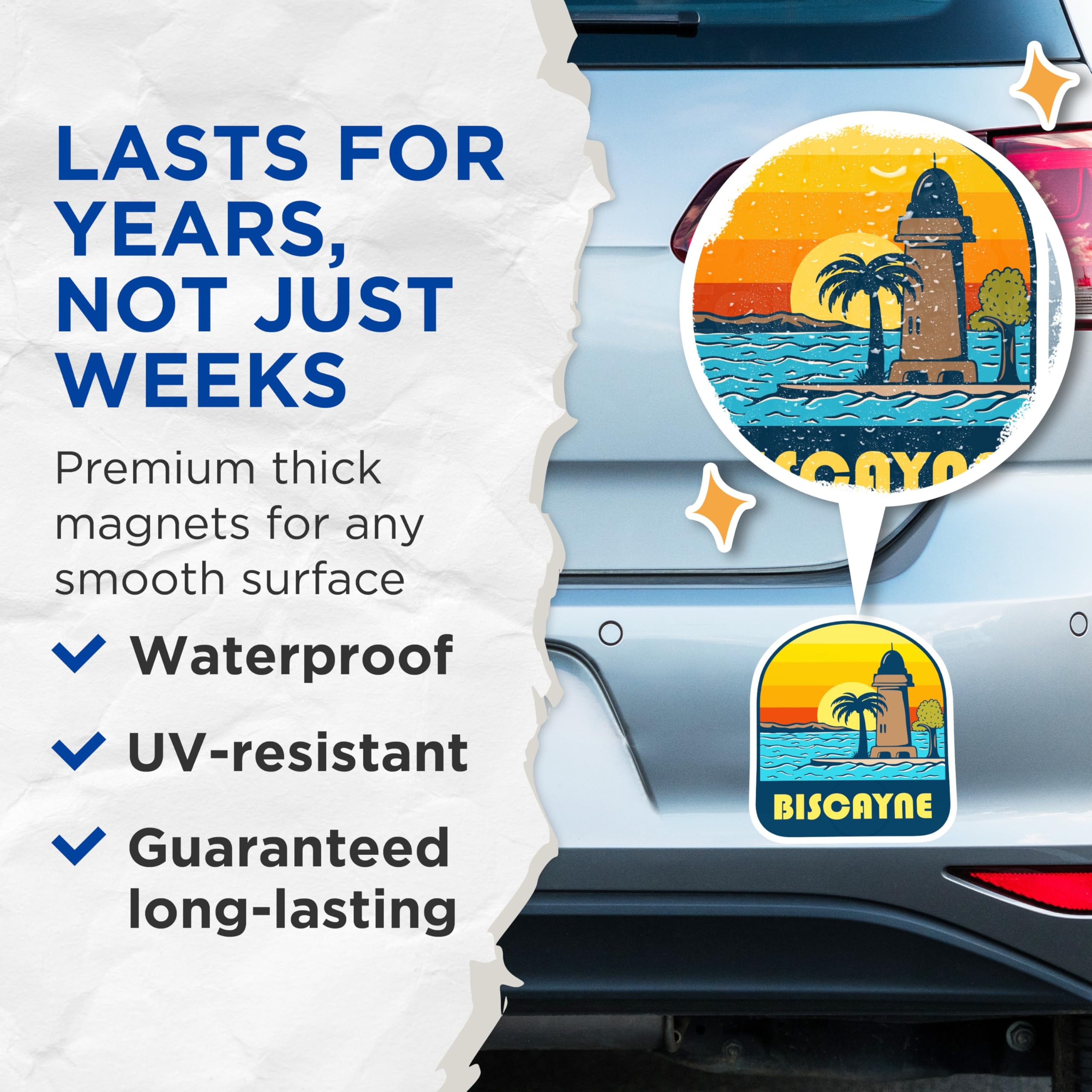 (2 Pack) Biscayne Magnets - Florida Keys Magnets - Biscayne Bay National Park Memorabilia - 5" On Longest Side - Premium Magnet - for Cars, Refrigerators, Toolboxes, Lockers - Made in USA - MAG17506