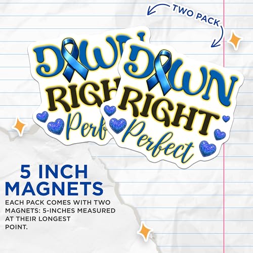 (2 Pack) Down Right Perfect Magnets - Blue Awareness Ribbon - 5" On Longest Side - for Cars, Fridges, Toolboxes - Made in USA - MAG8202