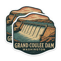 (2 Pack) Grand Coulee Dam Magnets - Washington State Souvenir - Pacific Northwest Landmark Travel Decor - 5 Inches On Longest Side - Thick Durable Magnet - Made in USA - MAG20086