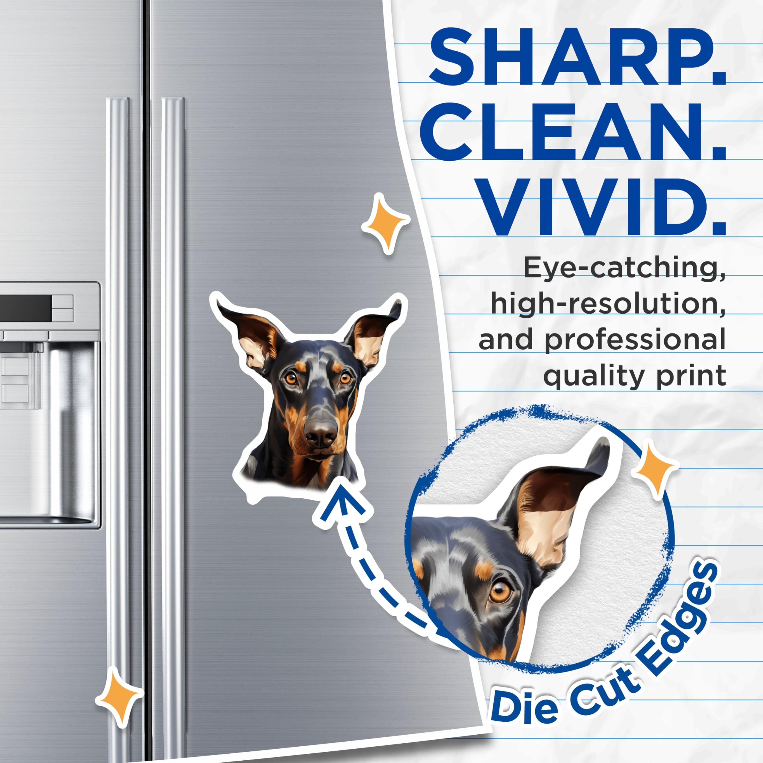 (2 Pack) Doberman Pinscher Magnets - Doberman Dog Art - Pet Owner Decor - Canine Lover Refrigerator Magnet - 5 Inches On Longest Side - Thick Durable Magnet - Made in USA - MAG26851