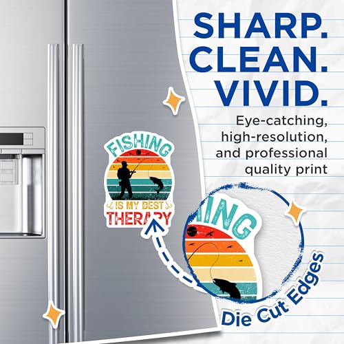 (2 Pack) Fishing is My Best Therapy Magnets - Outdoor Fishing Magnets - Fishing Enthusiast - Fisherman's Therapy Magnet - 5" On Longest Side - for Cars, Fridges, Toolboxes - Made in USA - MAG3991