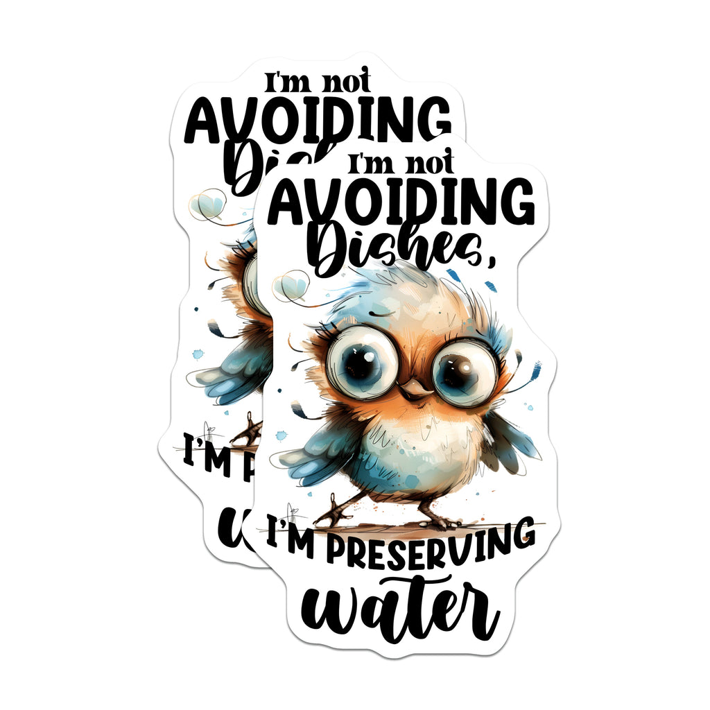 (2 Pack) Funny Dish Humor Magnets - Cute Bird Quote - Kitchen Refrigerator Decor - Water Saving Joke - 5 Inches On Longest Side - Thick Durable Magnet - Made in USA - MAG36786