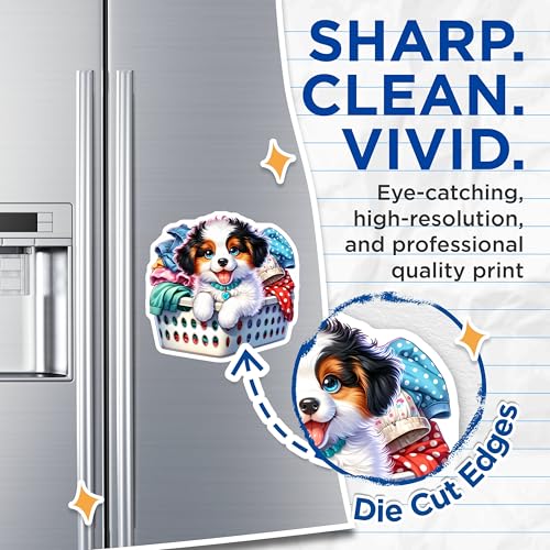 (2 Pack) Dog Lover Decor Magnet - Adorable Puppy Artwork - 5" On Longest Side - Sticks to Smooth Flat Surfaces - Made in USA - MAG9414