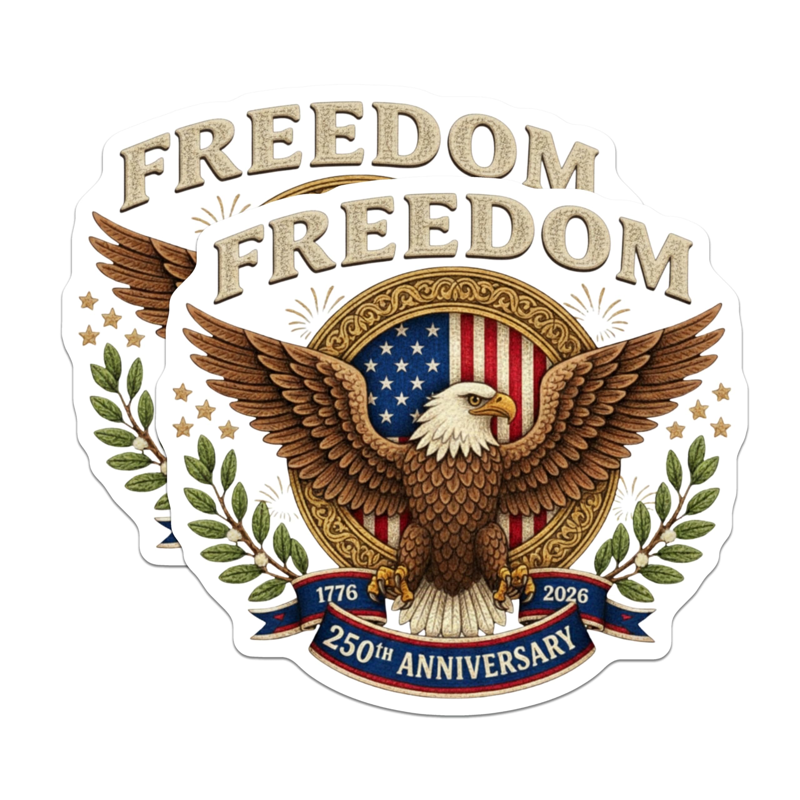(2 Pack) Patriotic Eagle Magnets - American Freedom Decor - USA 250th Anniversary 1776-2026 Commemorative - 5 Inches On Longest Side - Thick Durable Magnet - Made in USA - MAG27376