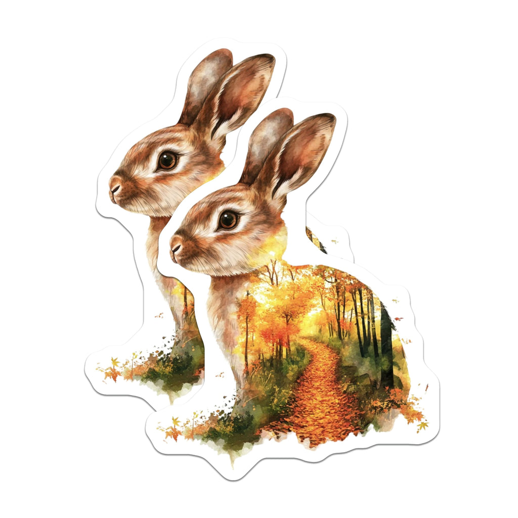 (2 Pack) Rabbit Magnets - Autumn Forest Animals - Cute Refrigerator Decor - 5" On Longest Side - Premium Magnet - for Cars, Refrigerators, Toolboxes, Lockers - Made in USA - MAG15973