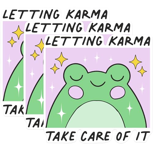 (3 Pack) Karma Frog Decals - Laptop Decal - Funny Frog Sticker - 3 Inches On Longest Side - Easy Peel & Apply - Made in USA - 3MCS0235