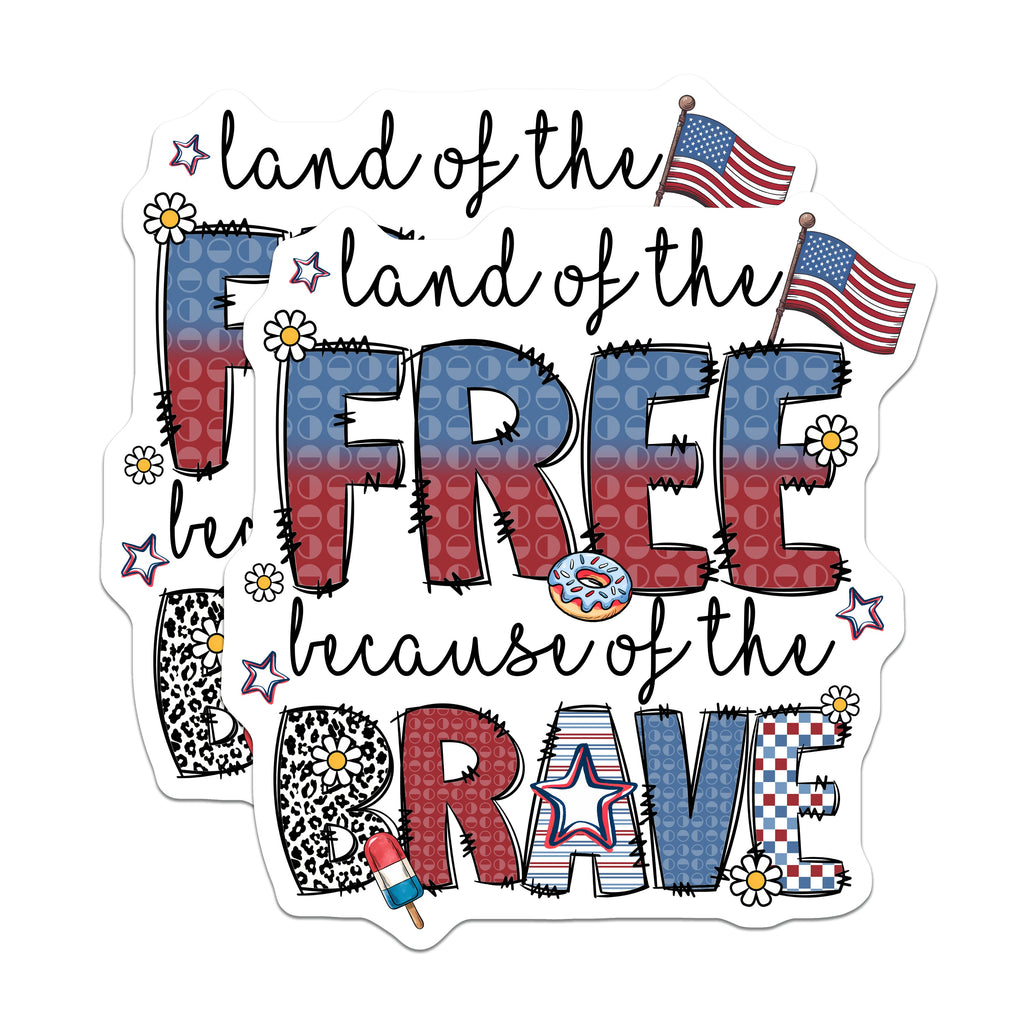 (2 Pack) Land of The Free Magnets - Patriotic Kitchen Decor - Independence Day Decor - American Holiday Refrigerator - 5 Inches On Longest Side - Thick Durable Magnet - Made in USA - MAG38657