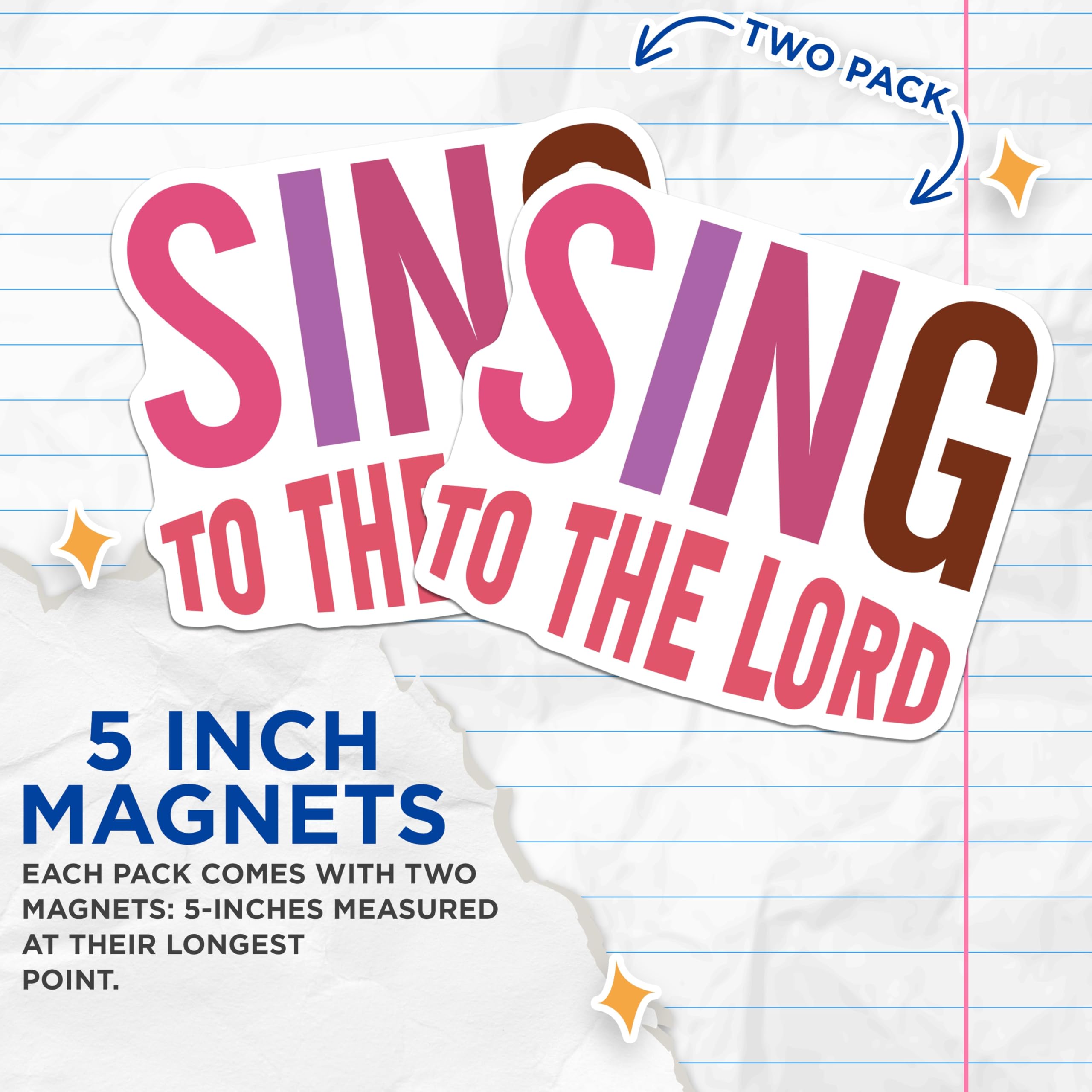 (2 Pack) Sing to the Lord Magnets - Christian Faith Decor - Worship Music Magnet - 5 Inches On Longest Side - Thick Durable Magnet - Made in USA - MAG26919
